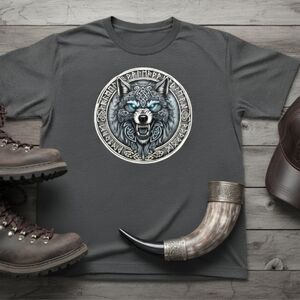 Norse Wolf Rune Shirt • Viking Nordic Tee • Tribal Wolf Graphic